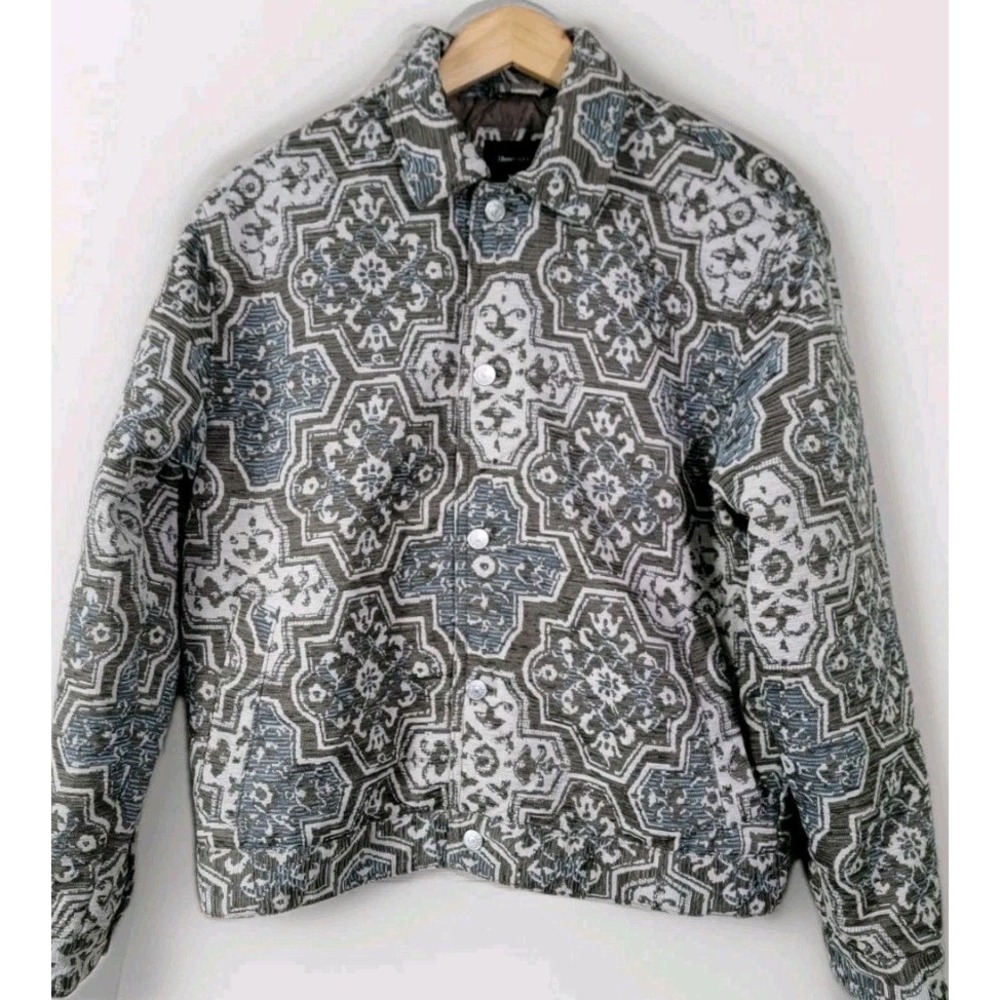 Abercrombie & Fitch Women's Quilted Tapestry Jacket Snap Front Boho M